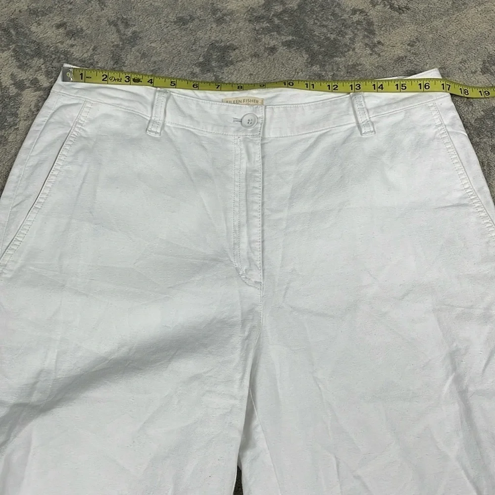 New Eileen Fisher Cotton Hemp Stretch Tapered Pant White Ankle Sz 12